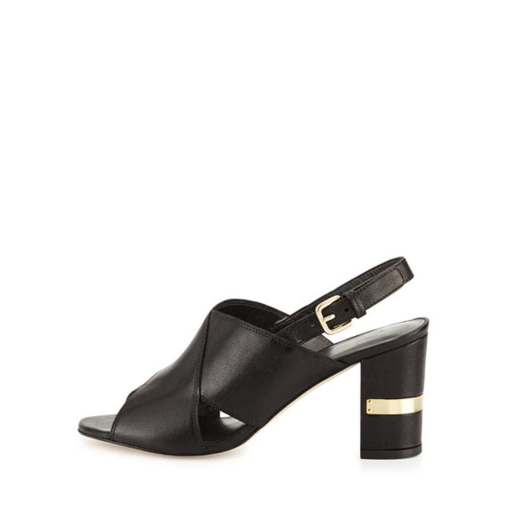 Stuart Weitzman Maxwell Mid Heel Black Leather Sandals